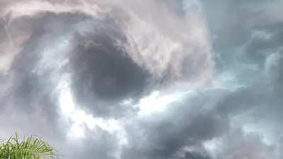 A rare view of a tornado formation in the sky