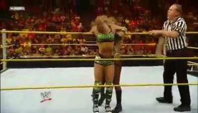 Maxine destroying AJ in the ropes