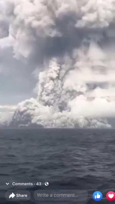 Another angle of the Hunga Tonga-Hunga Ha’apai erupting