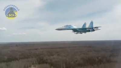 A Ukrainian Su-27 with a A2A missile payload escorting a Ukrainian Su-24 (music added by the original editor)