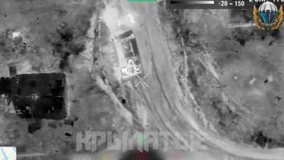 Russian drone with granade hits Ukranian Solider