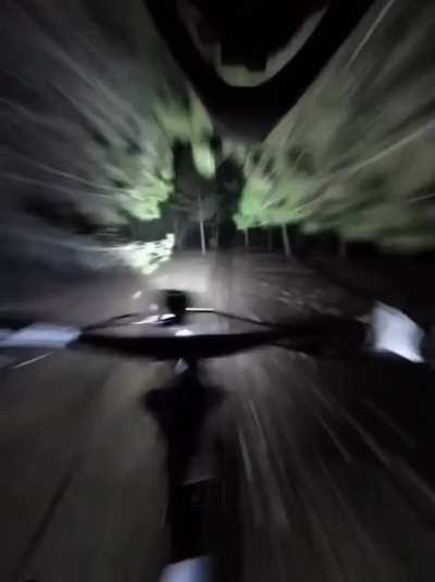 Bike ride through the forest at night