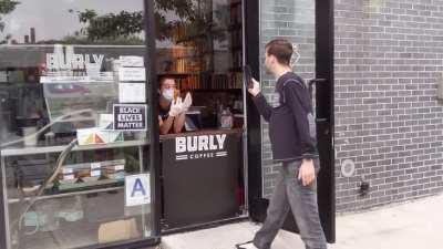 Guy loses his shit over BLM sign at a Bed-Stuy coffee shop