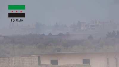 FSA BGM-71 TOW team engages a Syrian Army tank, which cooks off - al-Malah, Aleppo - February 2013