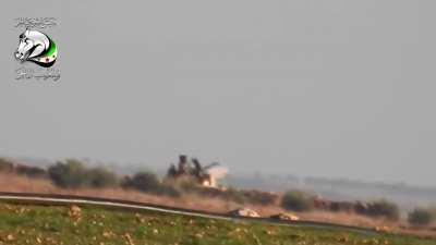 FSA BGM-71 TOW strike on a Syrian Army technical moving near al-Humayra - 12/8/2015