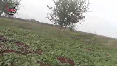 Syrian rebels fire mortars and heavy machine guns towards Menagh Airbase, Syria (December 2012)