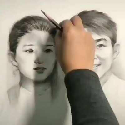 The way they continuously draw and transition the photo