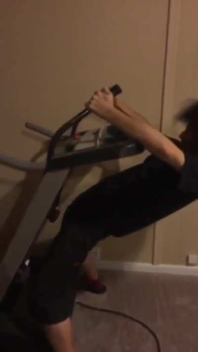 Drunk, face-humping exercise equipment