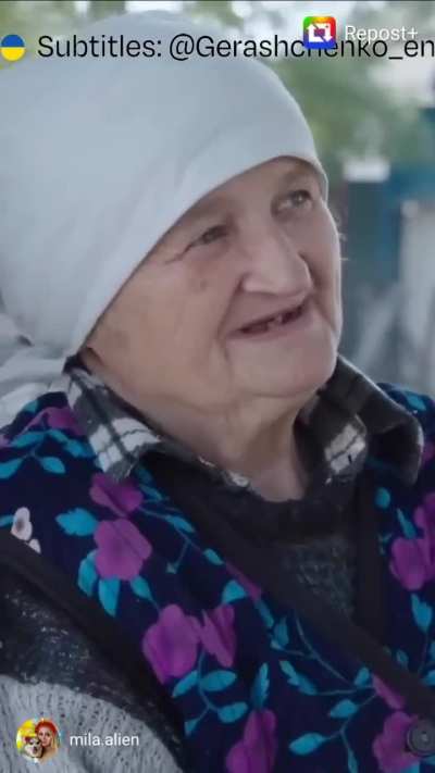 Adorable Babushka knows the Russians are the ones bombing Kursk