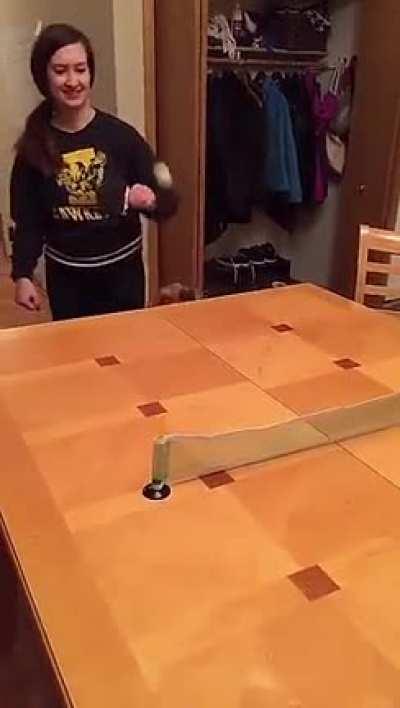 WCGW While Playing ping pong with a dog nearby