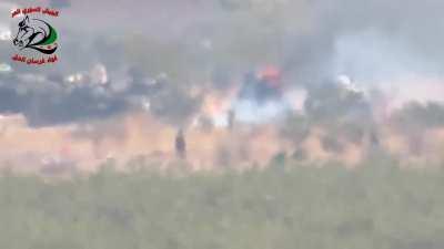 FSA BGM-71 TOW team strike on a gathering of SAA tanks - Hama Countryside - 2015