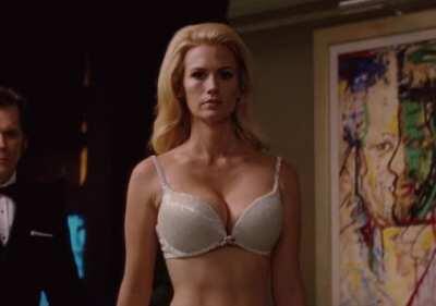 January Jones in white lingerie outfit