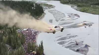 There is a 4th of July festival in Glacier View, Alaska with the sole purpose of launching cars and trucks off a 300 foot cliff into a pond surrounded by spectators 