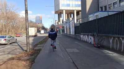 Driving Bike with a beer. Cool