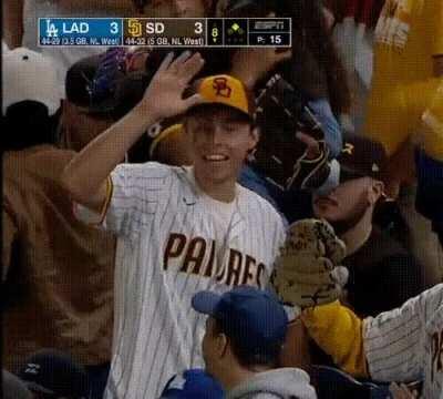GIF of the Padres fan flipping off
