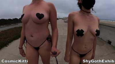 Flaunting on the beach with a friend!