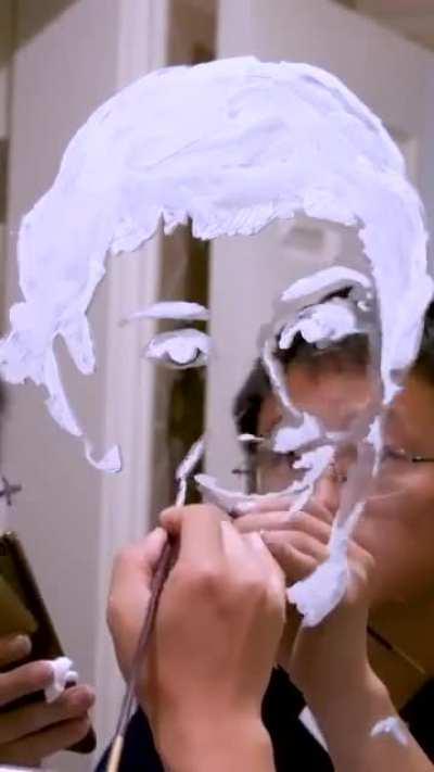 This guy creates Art from spilled toothpaste.