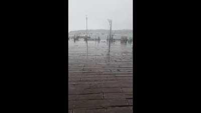 Waves under a dock