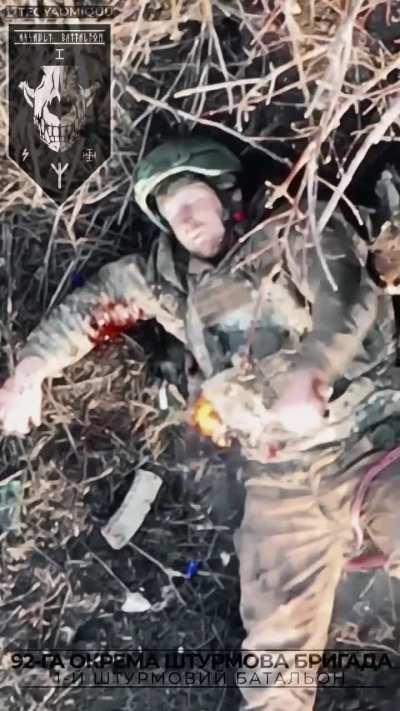 Bakhmut direction, Ukrainian drone drops grenades on Russian military - It looks like this soldier has already given up