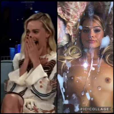 Margot Robbie got shocked by how much I cum for her