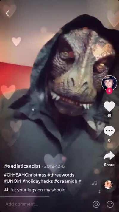 Nothing interesting to see here, just a 37 years old man wearing a dinosaur mask