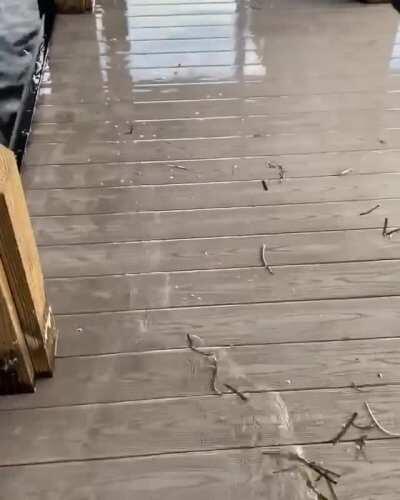 Waves hitting the dock