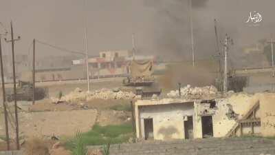 Iraqi Abrams tank cook off after getting hit with an ATGM in ramadi