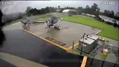 Two Helicopters Collide while landing