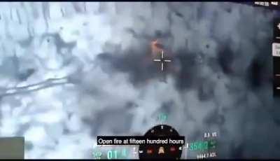 A Ukrainian drone filmed the moment the Russian infantry was being bombed by their own artillery and MLRS.