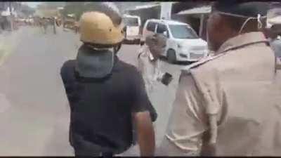 &quot;They are pelting stones. They even slapped me. People from BJP have brought bombs, their MLAs and Dist. Chief&quot; Senior Police Officer in UP not at all interested in keeping his job.