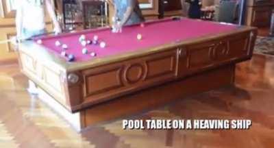 Pool table on a ship