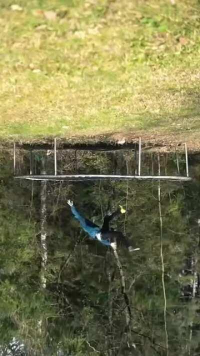 Jumping on the trampoline