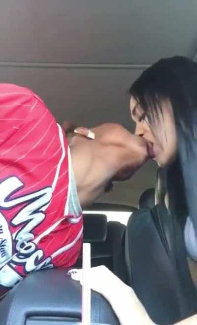 Me and my Latina step sister doing the no hand kissing challenge