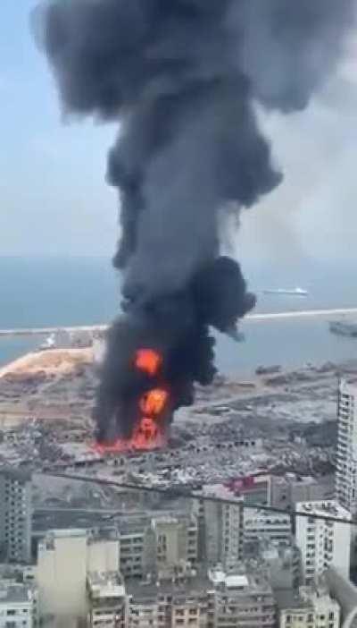 A huge fire has broken out at Beirut's port, just over a month after a massive explosion