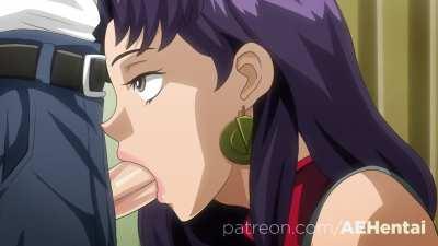 Misato practicing her oral skills (aehentai) [Evangelion]