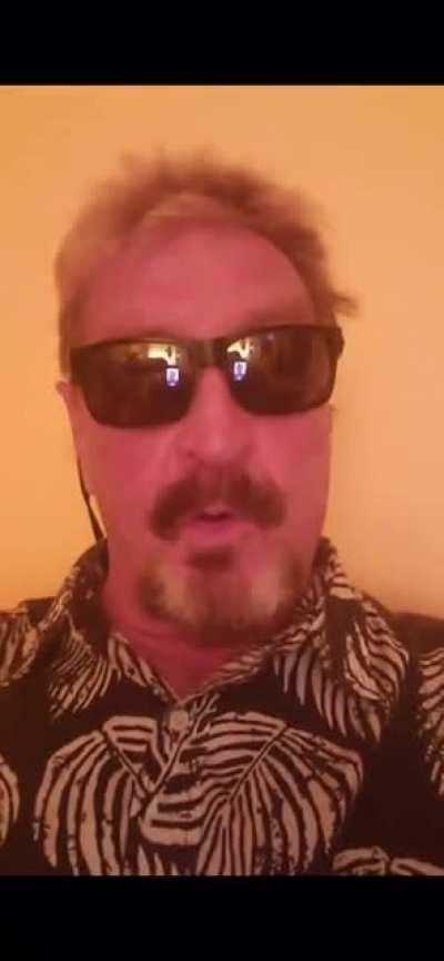 Video released on John McAfee Telegram. “The SEC, the IRS are corrupt.. I’ll be proving this” Timing is interesting, not sure when originally recorded.