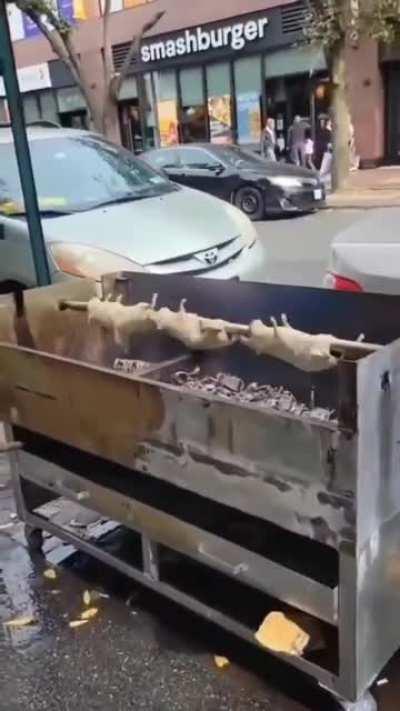 Rotisserie Rats being sold in Queens, NY.