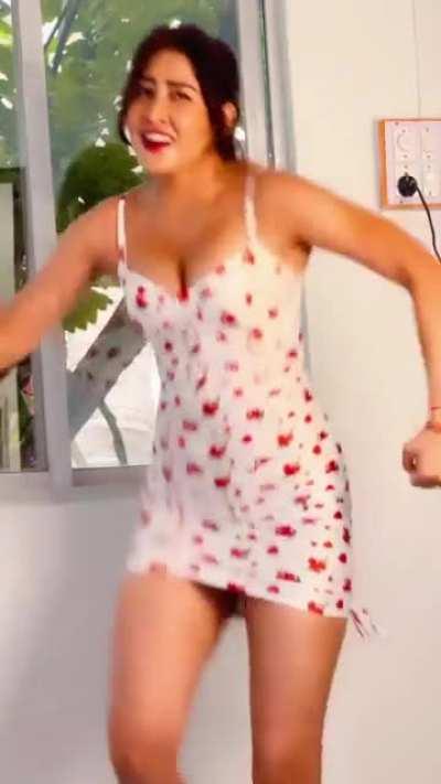 Sofia Ansari's sexy body in a really short dress