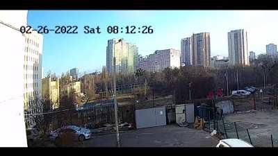 Another angle of missile hitting highrise building in Kyiv