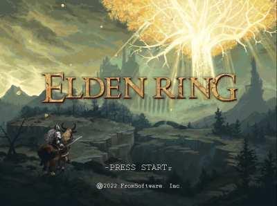 Pixel art Elden Ring title screen