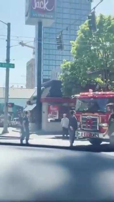 Vigilante saves us from a main character standing in front of a firetruck and blocking it.