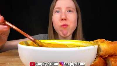 ASMR Pumpkin Soup MUKBANG (No Talking) EATING SOUNDS