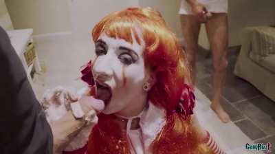 Linda Lush scary clown swallow 3 cumshots