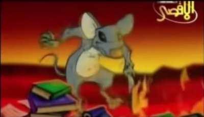 Hamas cartoon depicting Fatah as Rats (Al Jazeera news clip) Gaza, 2007