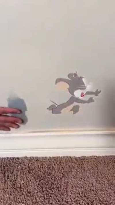 Tom & Jerry: Jerry Hanging on A Drone Licensed Wall Sticker