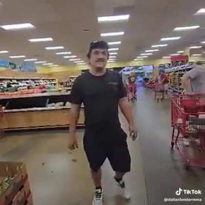 Road Rager follows couple into Trader Joe's in painful display of stupidity in front of the camera and behind it