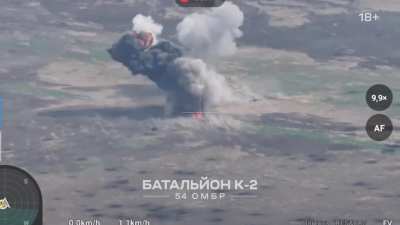 Explosion of a car carrying Russian military personnel on an anti-tank mine in the Seversk direction