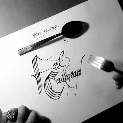 Calligraphy with a fork