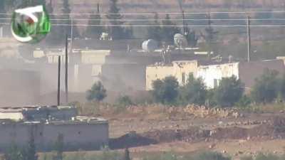 Civilian Protection Authority 9M113 Konkurs team engages an SAA T-55 in Abu al-Alayya - 2013