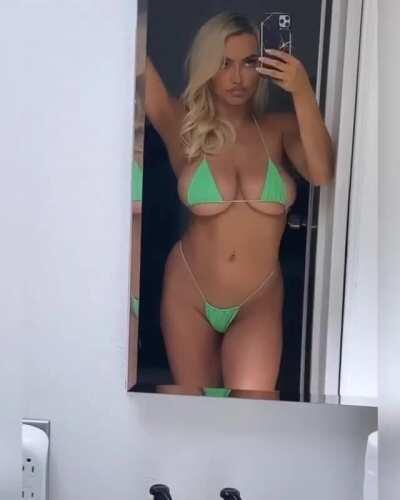 So Stacked in Neon-Green Bikini